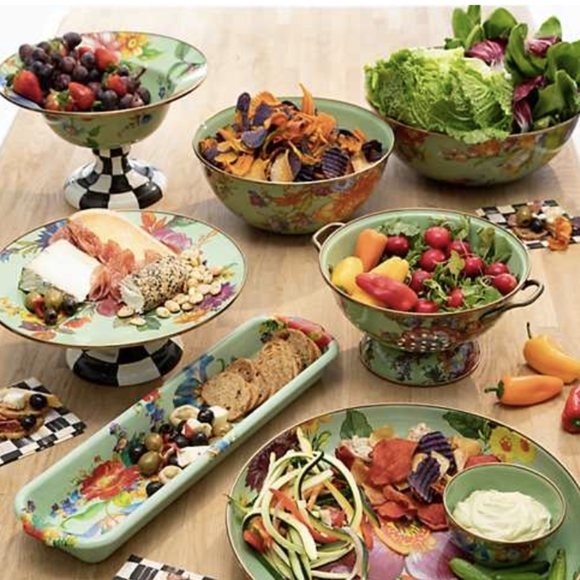 MacKenzie-Childs Green Flower Market Everyday Bowls Set w/ Small Colander 4Pc - Picture 11 of 12